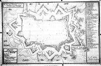 Plan &ouml;ver staden och f&auml;stningsverken omkring 1670